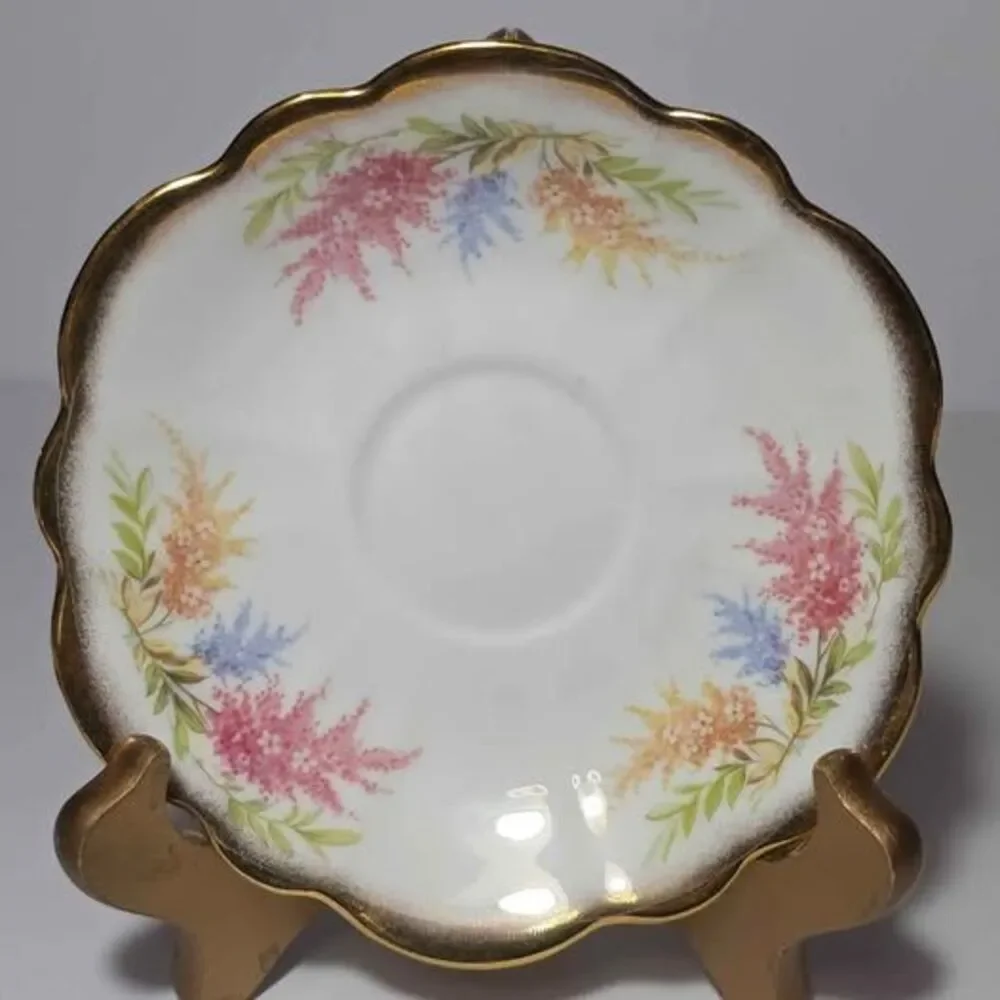 Kent Teacup and Saucer Pink Blue Orange Flowers Vintage